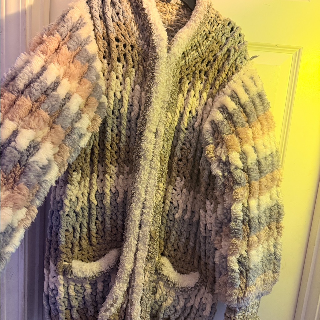 Cozy Multicolor Crochet Women's Coat Vintage